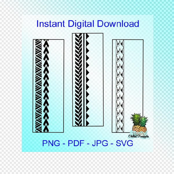 Polynesian Tribal Earring Graphics Set 2 - 3 Rectangle Shaped Earring Designs - Digital Download - pdf, jpg, png, svg - Cut Files - Clipart