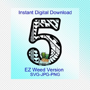 Téléchargement numérique - EASY WEED Polynesian Tribal Number « 5 » Graphics - jpg, png, svg - Cut Files - Clipart