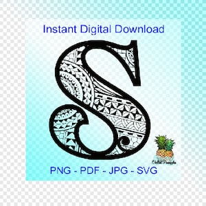 Téléchargement numérique Polynesian Tribal Letter « S » Graphics - pdf, jpg, png, svg - Cut Files - Clipart