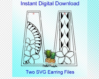 Digital Download - TWO Plumeria Frangipani Tipanie Flower & Polynesian Tribal Jewelry Graphic Designs - SVG Cut Files