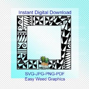 Download digitale Grafica con cornice quadrata tribale polinesiana - pdf, jpg, png, svg Grafica Easy-Weed