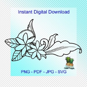 Digitale download - tropisch eiland Tiare bloem, Tahitiaanse Gardenia & filigraan graphics - hand getekende pdf, jpg, png, svg - clipart