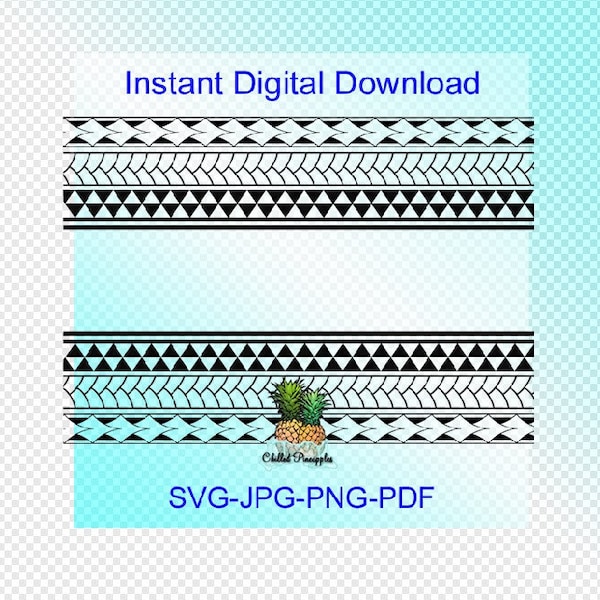 Digital Download - Polynesian 4 Text Box Graphics - pdf, jpg, png, svg - Clip Art