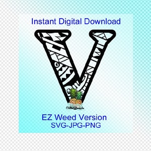 Descarga digital - EASY WEED Polynesian Tribal Letter "V" Graphics - jpg, png, svg - Cortar archivos - Clipart