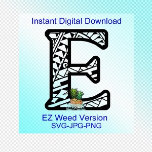 Digitaler Download - EASY WEED Polynesian Tribal Letter "E" Grafik - jpg, png, svg - Cut Files - Clipart