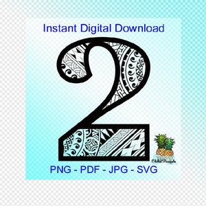 Digitale download Polynesisch stamnummer "2" graphics - pdf, jpg, png, svg - bestanden knippen - clipart
