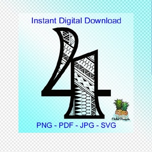 Téléchargement numérique Polynesian Tribal Number « 4 » Graphics - pdf, jpg, png, svg - Cut Files - Clipart