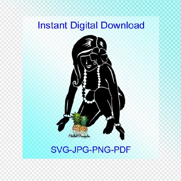 Digital Download - Hula Kahiko, Wahine v1 Graphics - Hand Drawn pdf, jpg, png, svg - Cut Files - Clipart