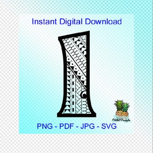 Digitale download Polynesisch stamnummer "1" graphics - pdf, jpg, png, svg - bestanden knippen - clipart