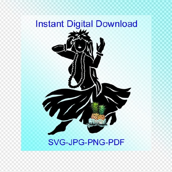 Digital Download - Hula Kahiko, Wahine v2 Graphics - Hand Drawn pdf, jpg, png, svg - Cut Files - Clipart