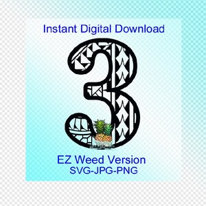 Téléchargement numérique - EASY WEED Polynesian Tribal Number « 3 » Graphics - jpg, png, svg - Cut Files - Clipart