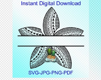 Digital Download - Plumeria Flower v1 with Polynesia Tribal Text Box Graphics - pdf, jpg, png, svg - Clipart