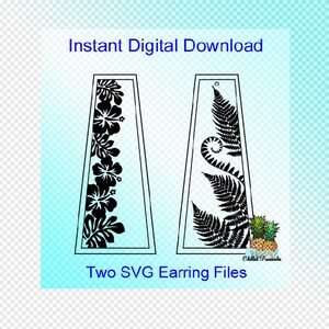 Téléchargement numérique - Hibiscus Lei & Fern Leaves Fronds Border Jewelry Graphics Designs - SVG Cut Files