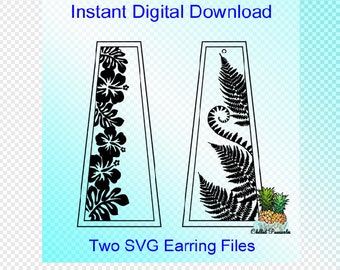 Digital Download - Hibiscus Lei & Fern Leaves Fronds Border Jewelry Graphics Designs - SVG Cut Files