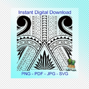 Digital Download - Polynesian Tribal 5 Square Block Graphics - pdf, jpg, png, svg - Cut Files - Clipart