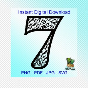 Téléchargement numérique Polynesian Tribal Number « 7 » Graphics - pdf, jpg, png, svg - Cut Files - Clipart