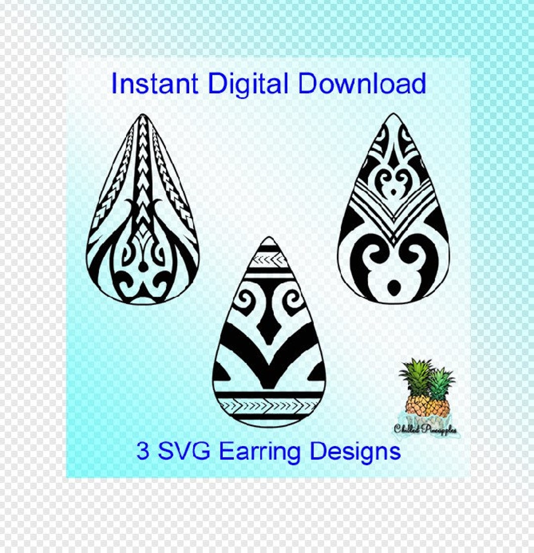Polynesian Tribal Jewelry Graphics Tear Drop Set 4 Digital Etsy