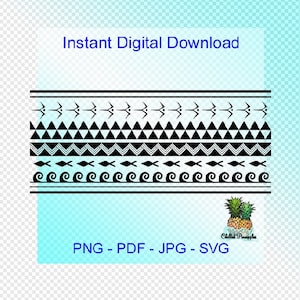 Digital Download - Polynesian Tribal Band Graphics - Hand Drawn pdf, jpg, png, svg - Clipart