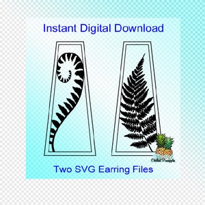 Téléchargement numérique - Two Fern Leaves Fronds Jewelry Graphics Designs - SVG Cut Files