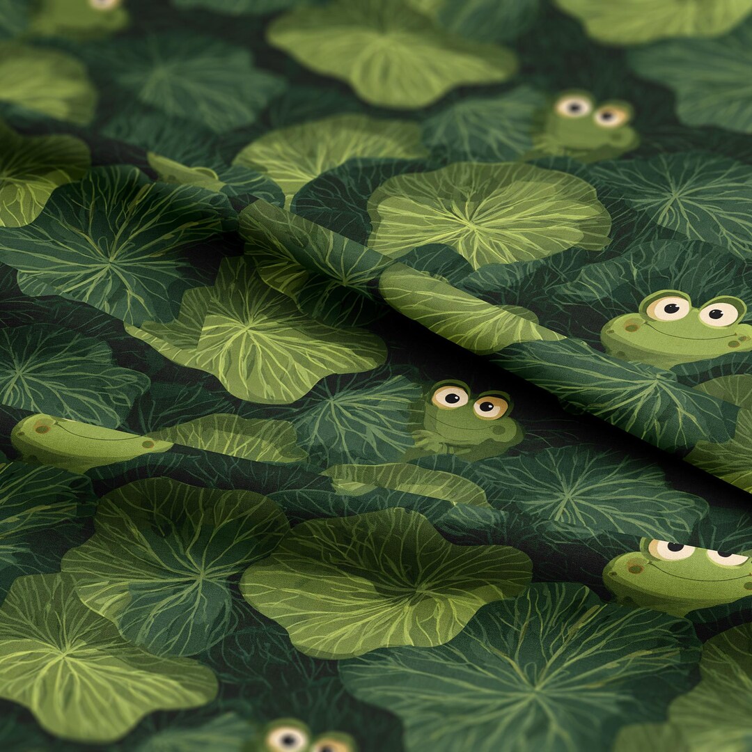 Cute Frogs Pattern, Fabric by the Yard, 58 In