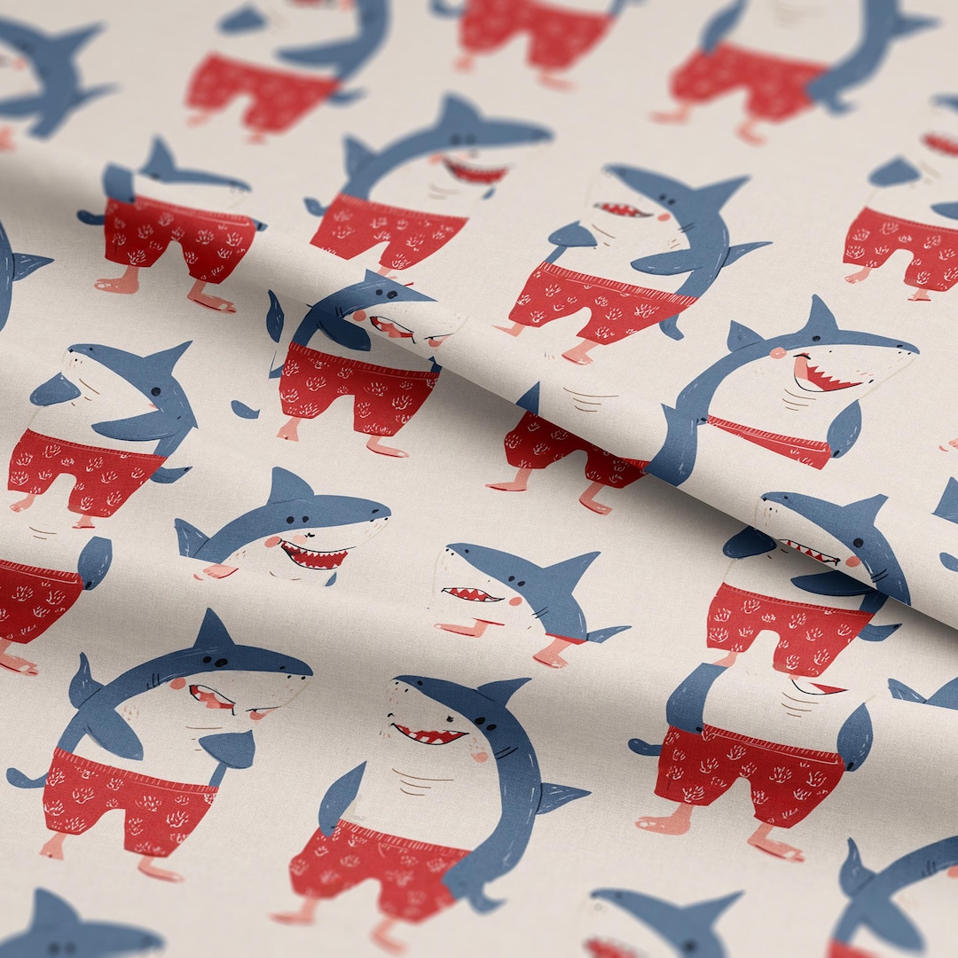 Shark Pattern Robe Cute Sharks Pattern, Fabric by the Yard, 58 In