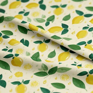Yellow Lemons Pattern, Fabric by the Yard, 58 in" wide, Polyester, for sewing, crafting, D.I.Y projects