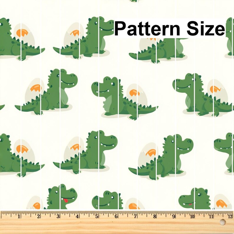 Cute Green Dinosaur Pattern, Fabric by the Yard, 58 In