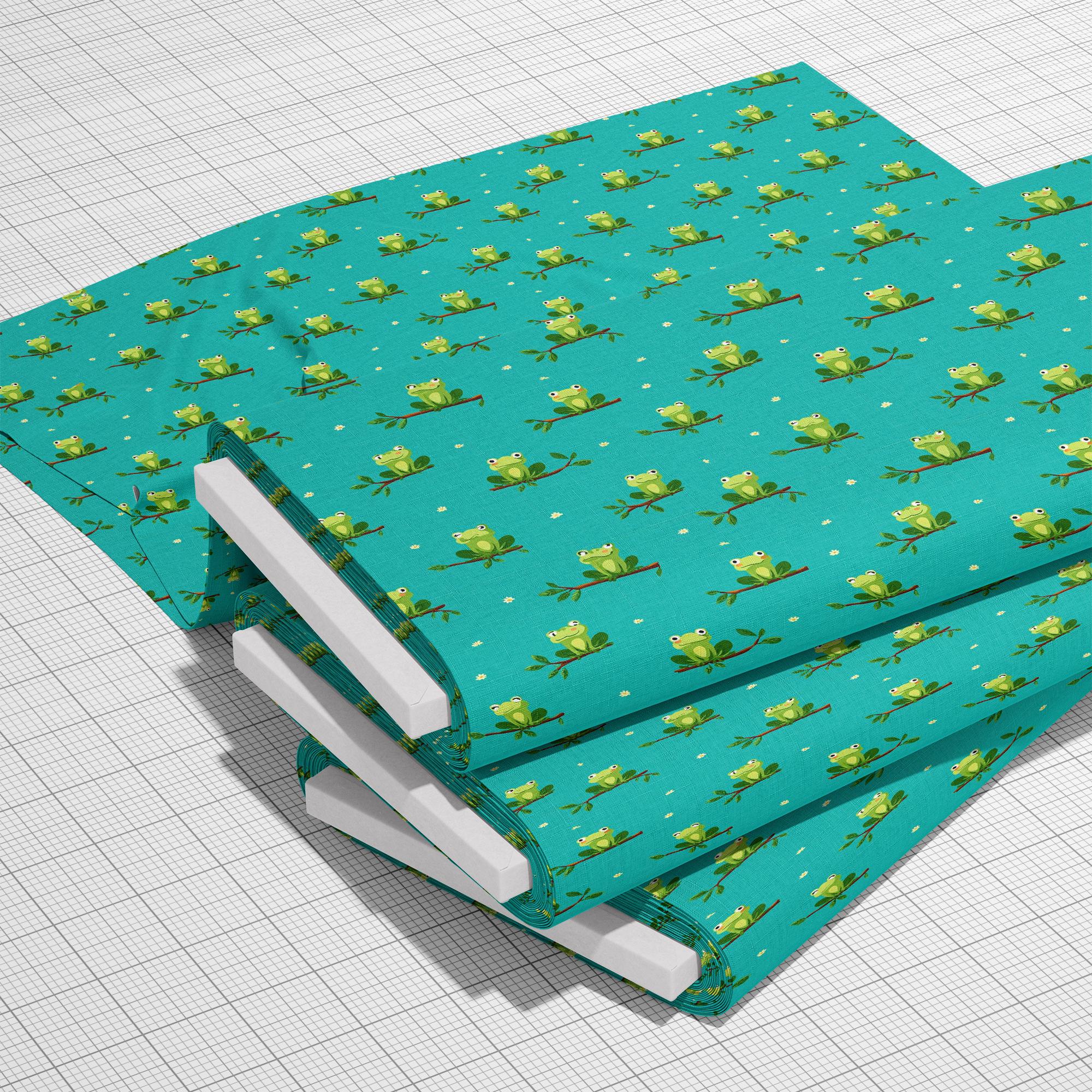 Cute Frogs Sitting on Branches Pattern, Fabric by the Yard, 58 In