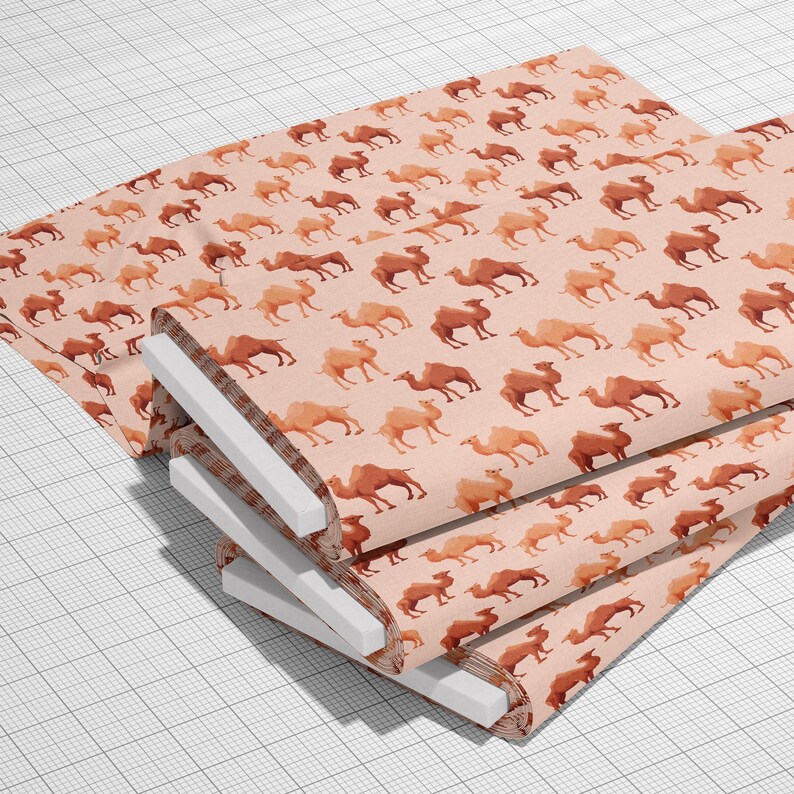 Dromedary Camels Pattern, Fabric by the Yard, 58 In