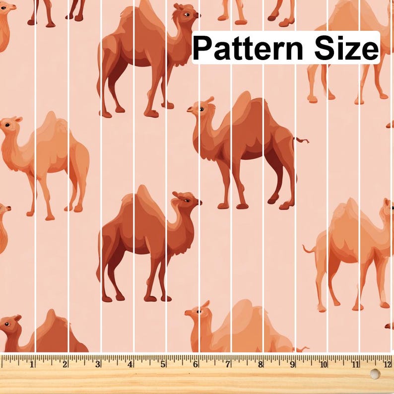 Dromedary Camels Pattern, Fabric by the Yard, 58 In