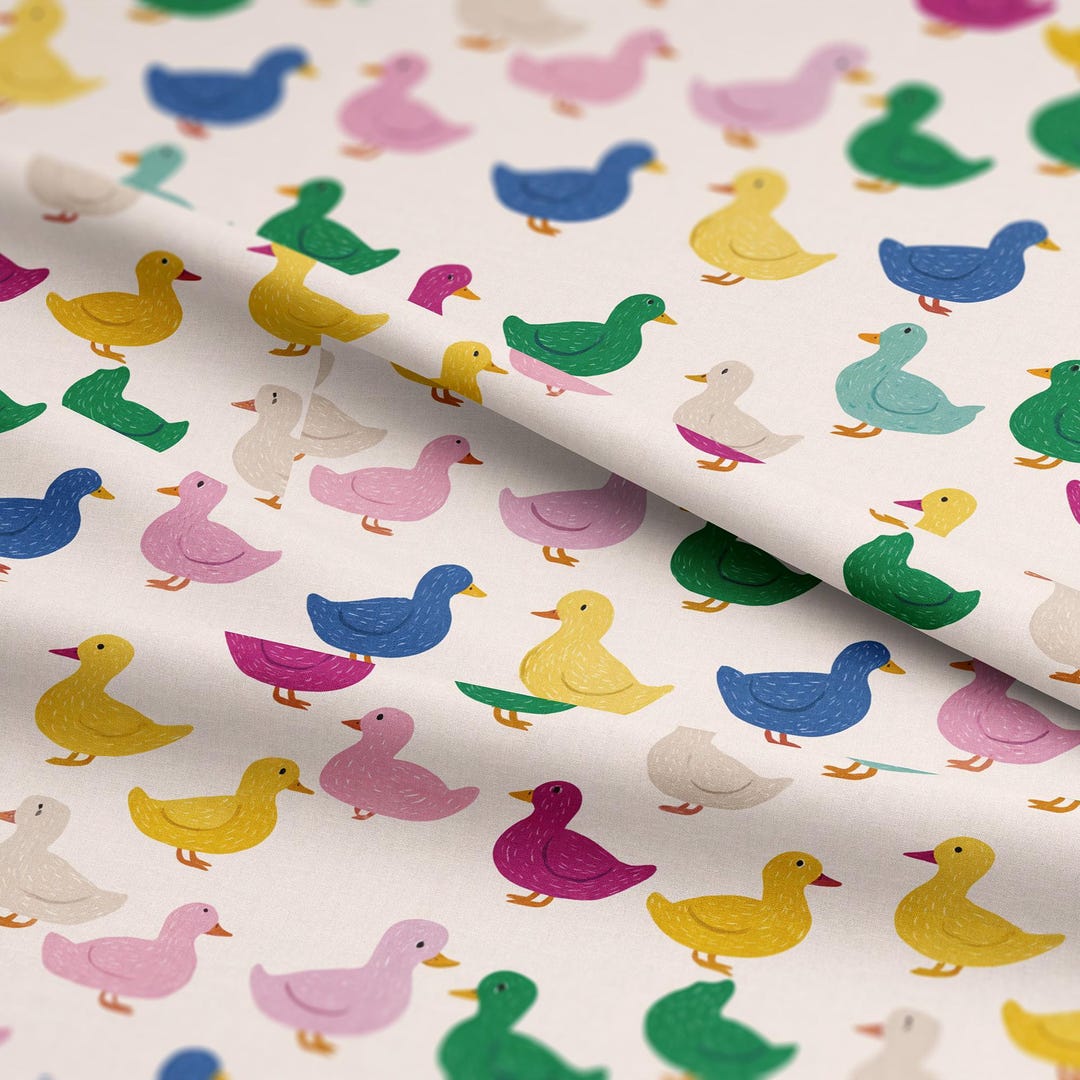 Cute Ducks Pattern, Fabric by the Yard, 58 In