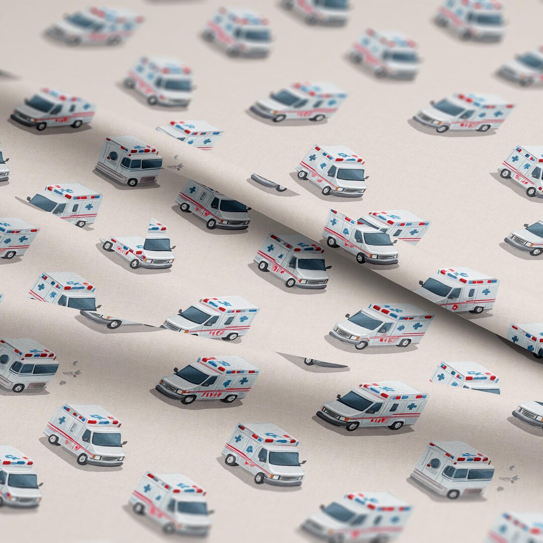 Ambulances Pattern, Fabric by the Yard, 58 In" Wide, Polyester, for ...