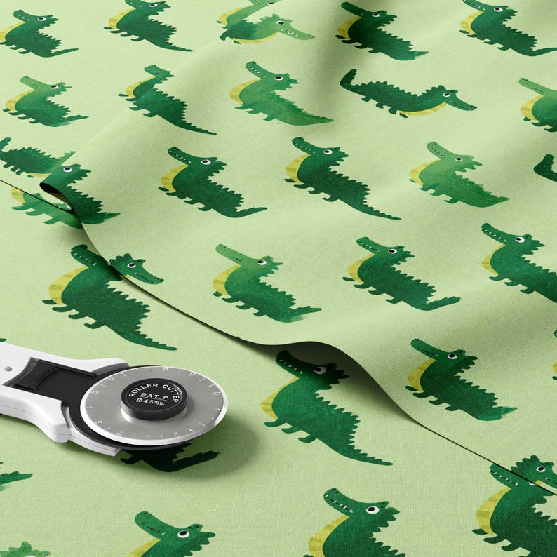 Cute Alligator Pattern, Fabric by the Yard, 58 In