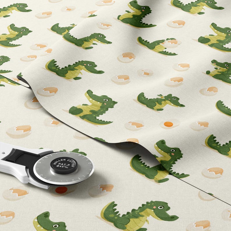Baby Alligators Hatching Pattern, Fabric by the Yard, 58 In