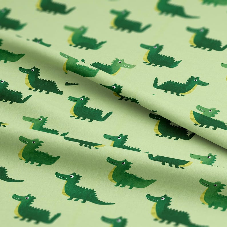 Cute Alligator Pattern, Fabric by the Yard, 58 In