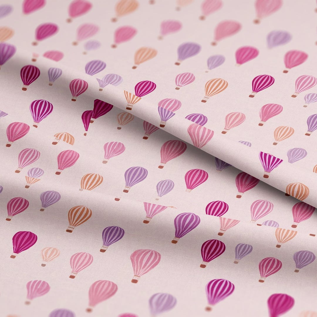 Colorful Hot Air Balloons Pattern, Fabric by the Yard, 58 In