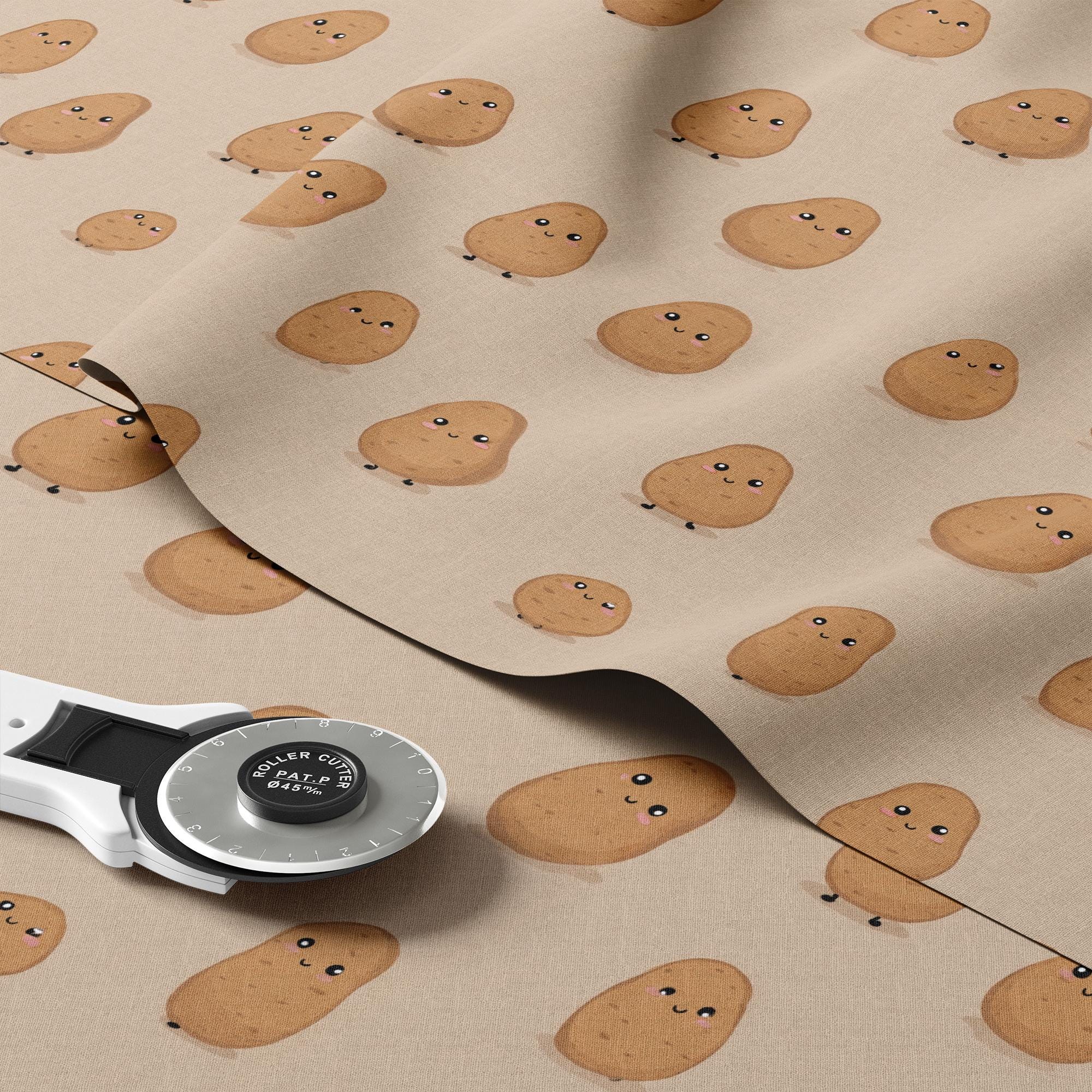 Cute Potato Pattern, Fabric by the Yard, 58 In