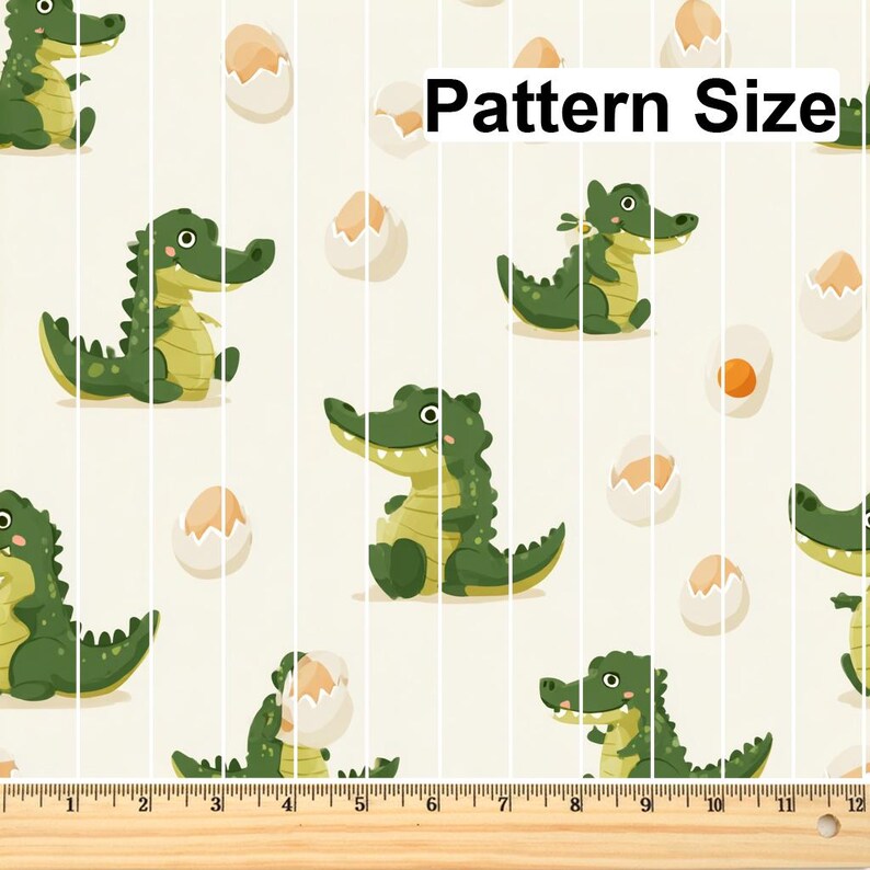 Baby Alligators Hatching Pattern, Fabric by the Yard, 58 In