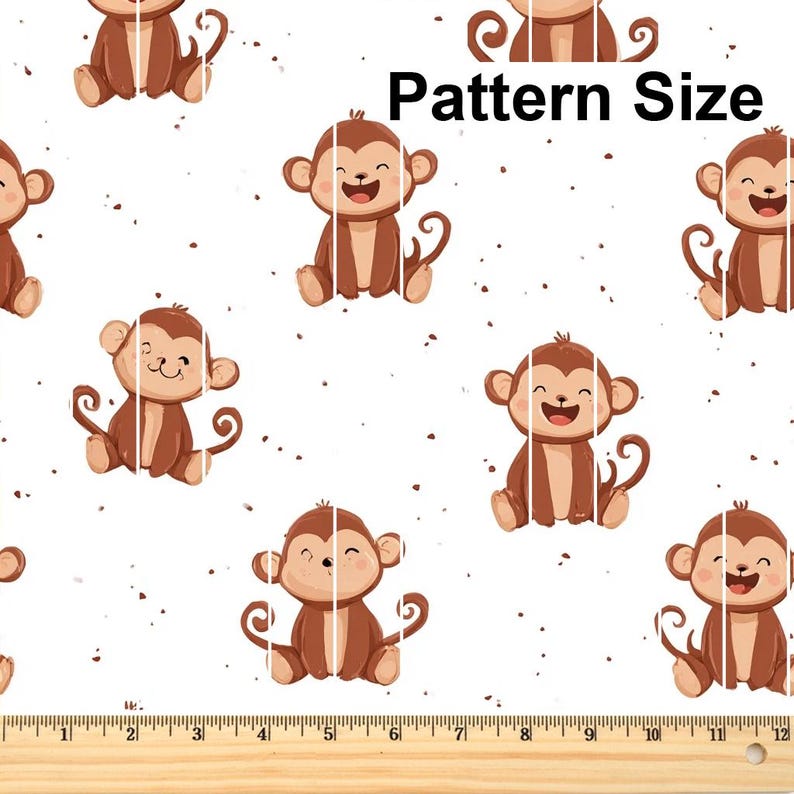 Cute Monkey Pattern, Fabric by the Yard, 58 In