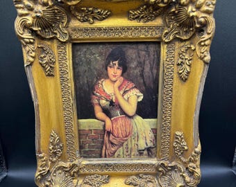 Antique 1800s Anton Mauve Signed Original Oil Painting Framed Beautiful Woman in Apron Moody 11x9”