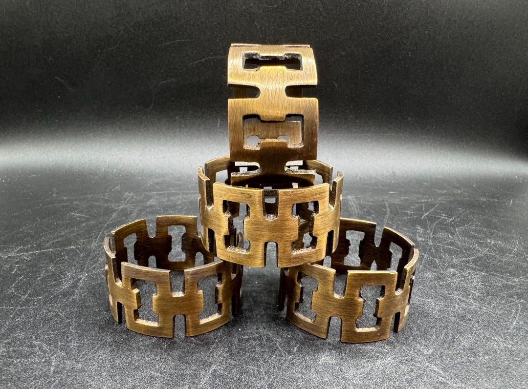 Vintage Bronze Metal Napkin Rings Chain Link Belt Shaped Art Deco ...