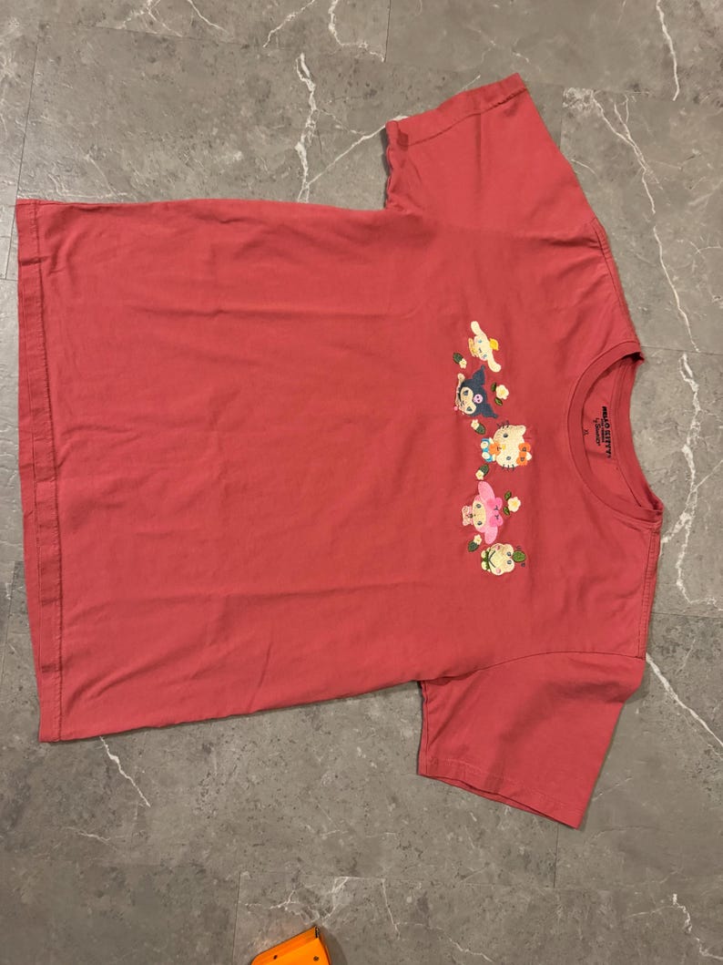 Hello Kitty by Sanrio Embroidered Fruits Group Shot T-Shirt Pink BoxLunch Size XL image 8