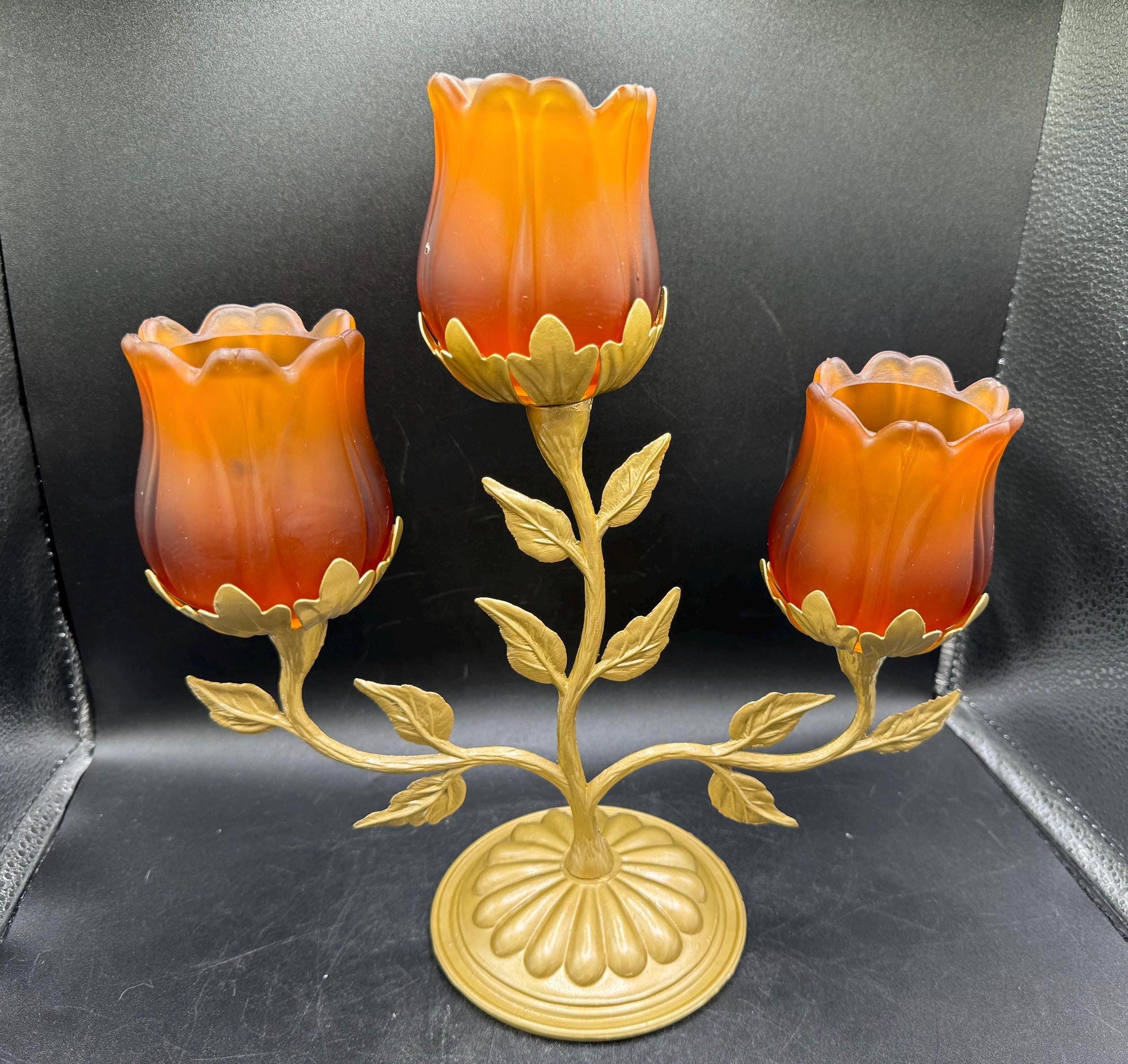 Vintage Ceramic Tulip Candle Stick Holders Henriksen Imports