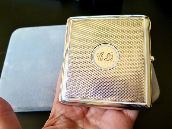 Antique Art Deco Solid Silver Cigarette Case, Whi… - image 1