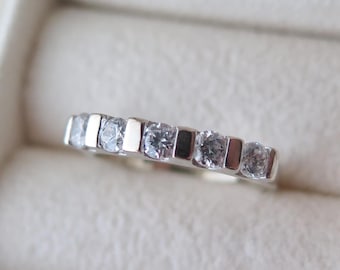 Vintage 18k Gold Band Ring Five Stone Ring