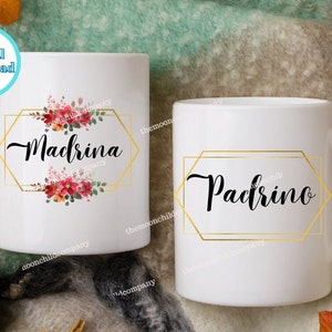 Quieren Ser Mis Padrinos De Bautizo Mug Set. Padrinos De Bautizo Propuesta  Gift Idea. Madrina - Padrino Proposal In Spanish. Tazas de 11 Onzas.