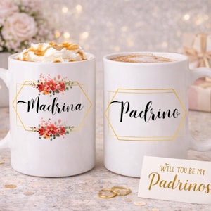 Taza para padrinos españoles PNG / Diseño de sublimación para madrina/taza para propuesta de bautizo PNG / Regalo para padrinos (descarga digital)