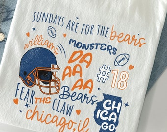 Chicago football Shirt,bears tshirt,monsters midway football shirt,womens bear shirt,midway football shirt,Williams football,fear the claw