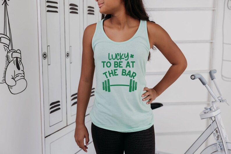 St Patricks Day Fitness Tank, Irish Tank Top, Lucky To Be At the Gym, St Pattys Gym Tank, Workout Tank Top, Girvanator, Womens St Paddys image 2