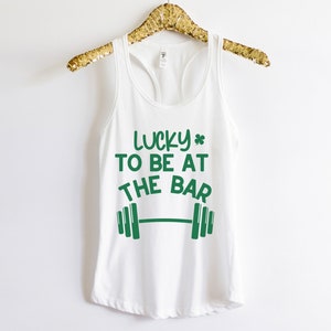 St Patricks Day Fitness Tank, Irish Tank Top, Lucky To Be At the Gym, St Pattys Gym Tank, Workout Tank Top, Girvanator, Womens St Paddys image 4